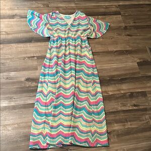 Judith March Women’s Stripe Colorful Summer V Neck Chevron Maxi Dress Size Large